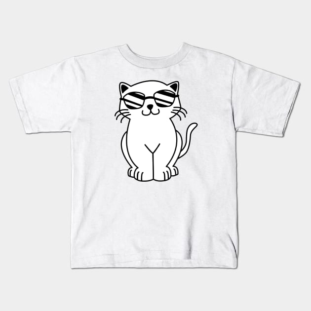 Cat Wearing Sunglasses - funny cat design Kids T-Shirt by Ebhar